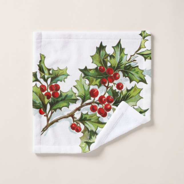 HollyBerries 001 Wash Cloth (Wash Cloth)