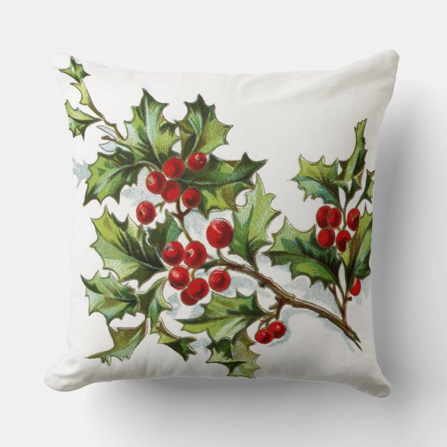 HollyBerries 002 Throw Pillow (Front)