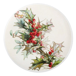 HollyBerries 004 Ceramic Knob