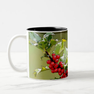 HollyBerries 005 Two-Tone Coffee Mug