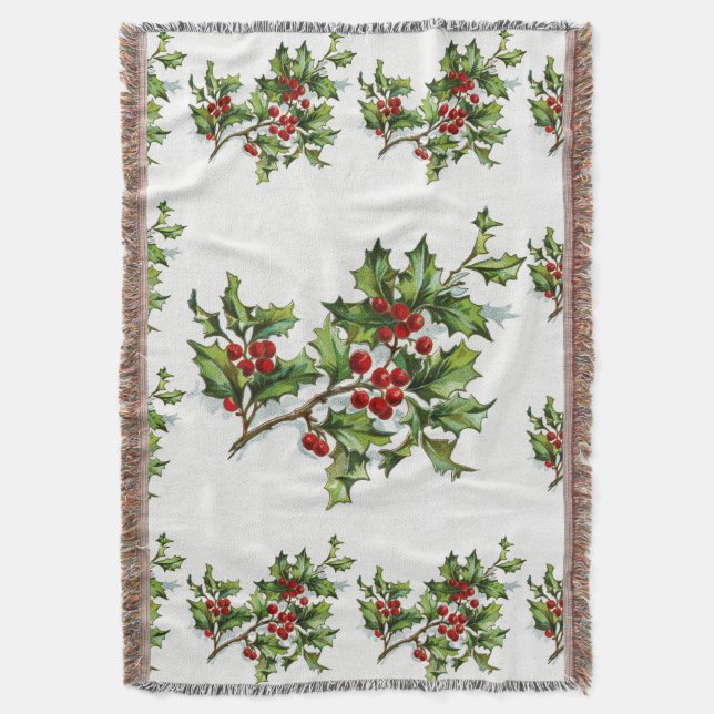 HollyBerries 014 Throw Blanket (Front Vertical)