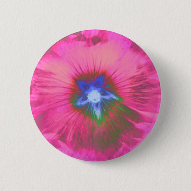 Hollyhcok Flower Pink Velvet Button (Front)