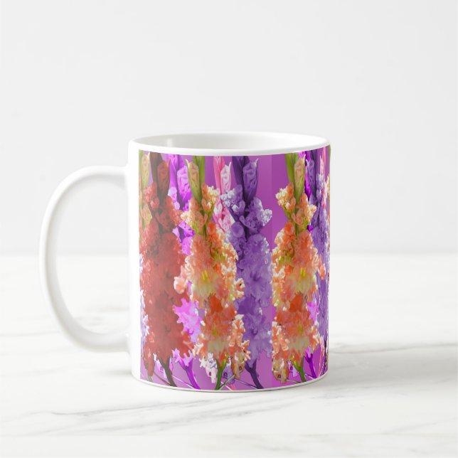 Hollyhock Blooms Of Elegance, Coffee Mug (Left)