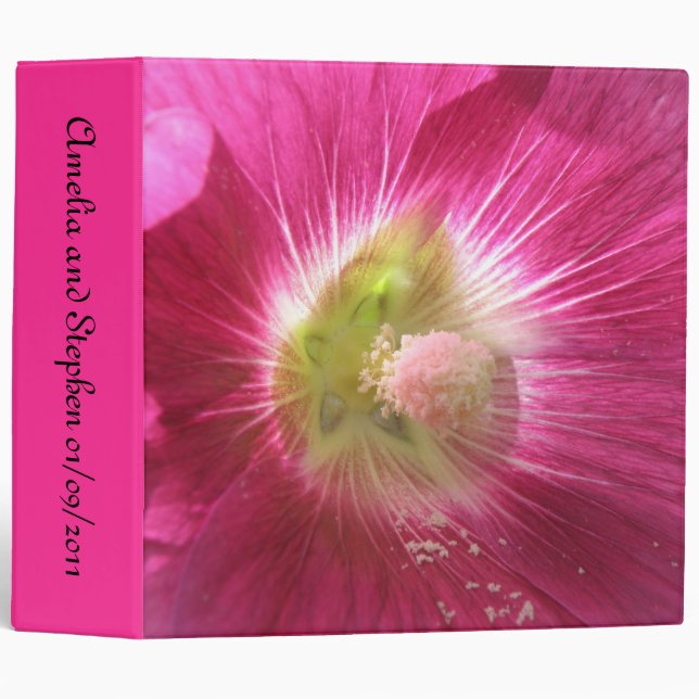 Hollyhock Classeur de mariage personnalisé rose pr (Devant/Côté)