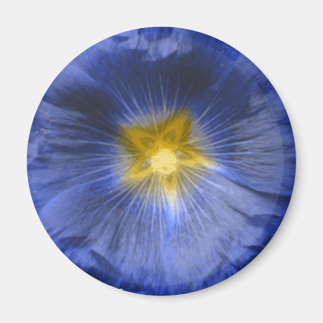 Hollyhock Flower Beautiful Blue Magnet (Front)