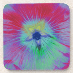 Hollyhock Flower Bright Lights Cork Coaster