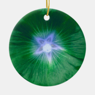 Hollyhock Flower Gorgeous Green Custom Birthday Ceramic Ornament