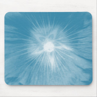 Hollyhock Flower Icy Blue Mousepad