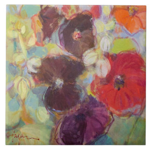 Hollyhock Garden I Tile