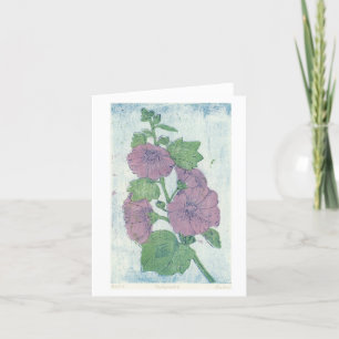 Hollyhock Intaglio + Japanese Woodblock Print Card