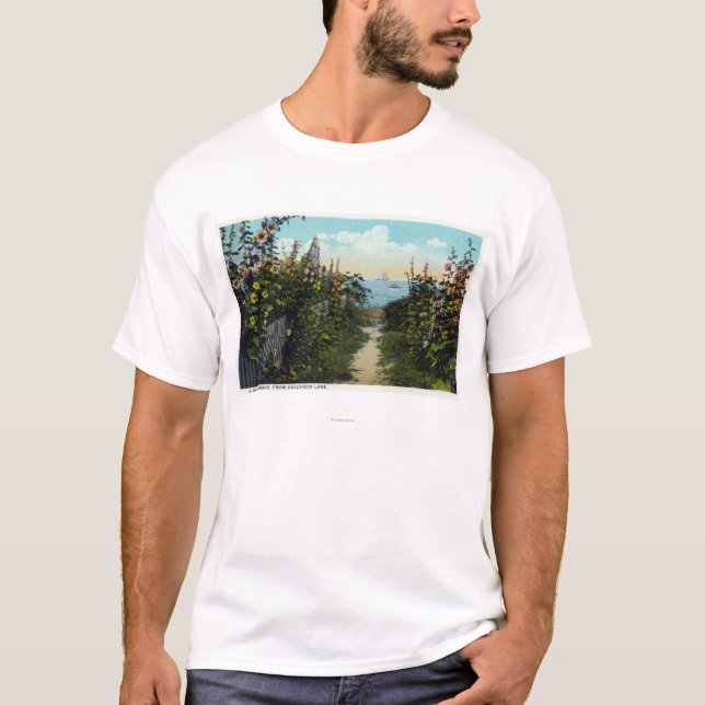 Hollyhock Lane View of the Harbour T-Shirt (Front)