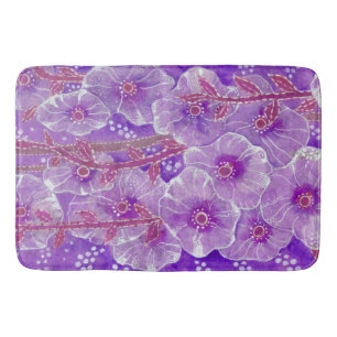 Hollyhock Mallow Malva Purpe Violet Flower Floral Bath Mat