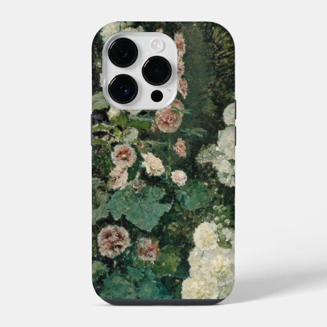 Hollyhock Rose Flowers iPhone Case (Back)