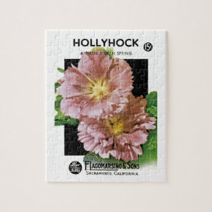 Hollyhock Vintage Seed Packet Jigsaw Puzzle