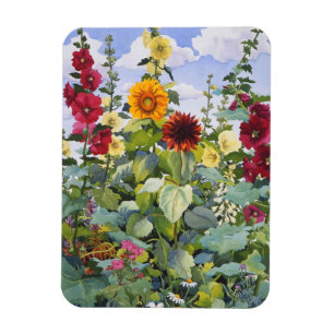 Hollyhocks and Sunflowers 2005 Magnet