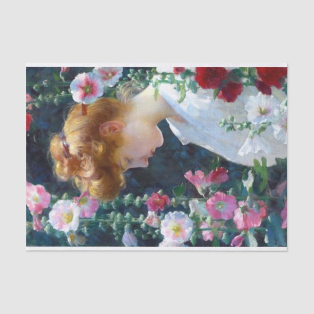 Hollyhocks and Sunlight Charles Curran Tissue Paper (Front)