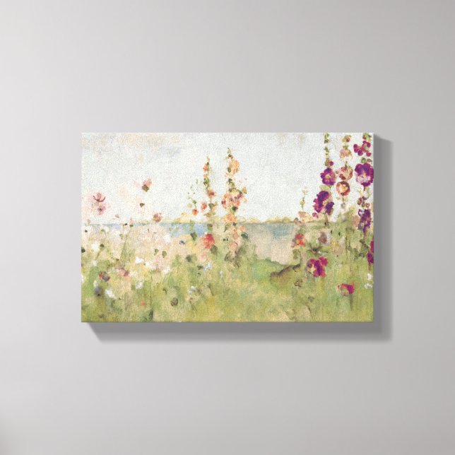 Hollyhocks by the Sea Canvas Print (Front)