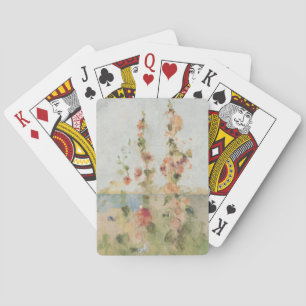 Hollyhocks by the Sea Playing Cards