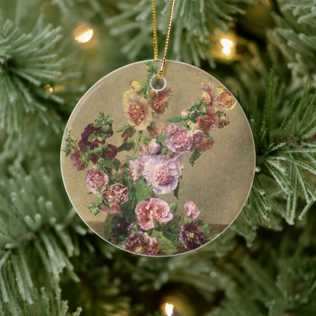 Hollyhocks Ceramic Ornament (Tree)