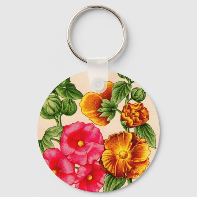hollyhocks keychain (Front)