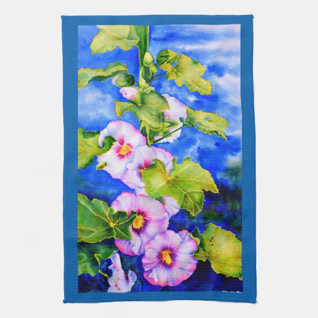 Hollyhocks Kitchen Towel (Vertical)