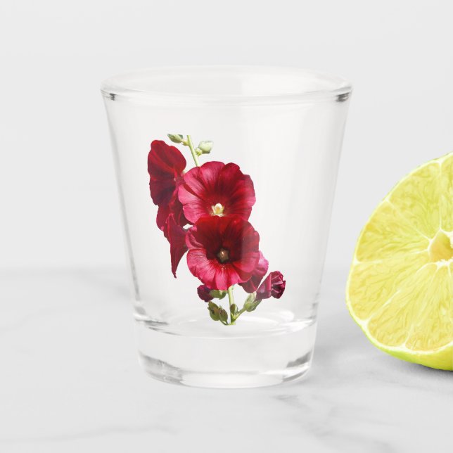 Hollyhocks shot glass (Front)