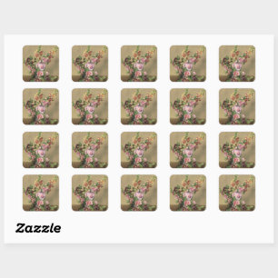 Hollyhocks Square Sticker