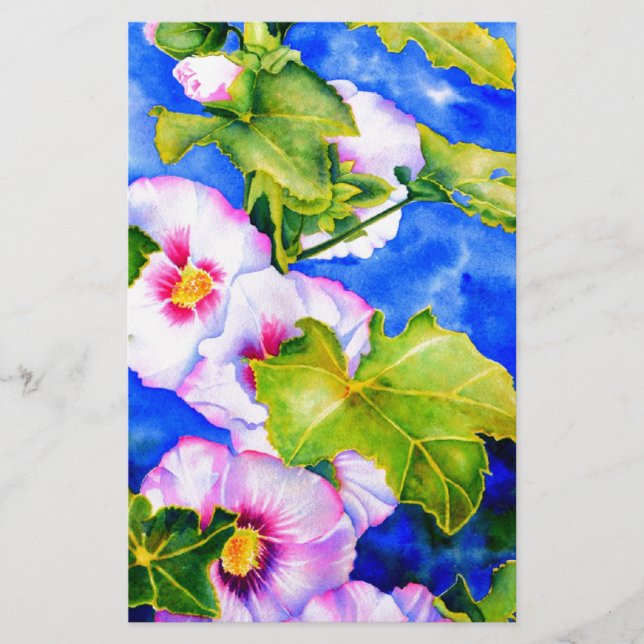 Hollyhocks Stationery (Front)