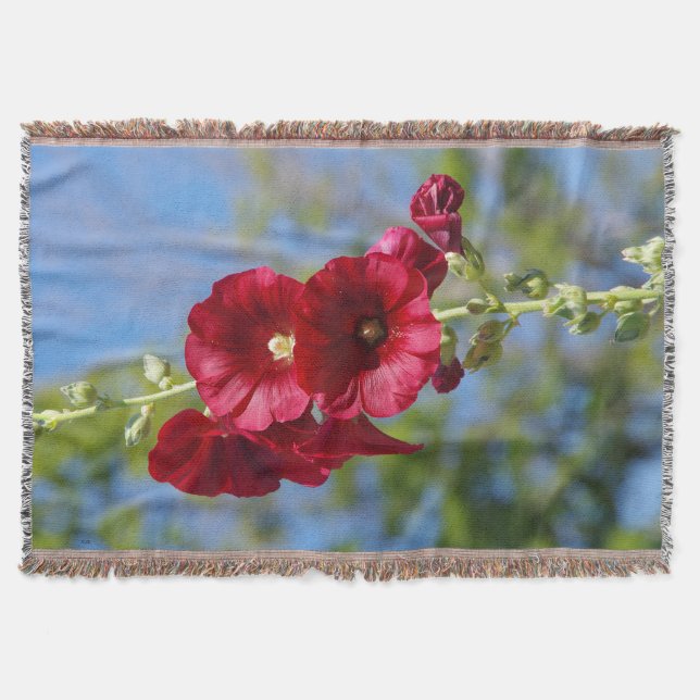 Hollyhocks woven blanket (Front)
