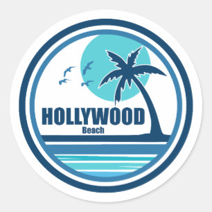 Hollywood Beach Florida Palm Tree Birds Classic Round Sticker
