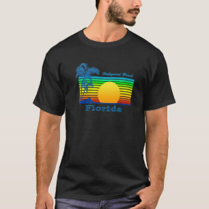 Hollywood Beach Florida Retro Tropical Beach Sunse T-Shirt