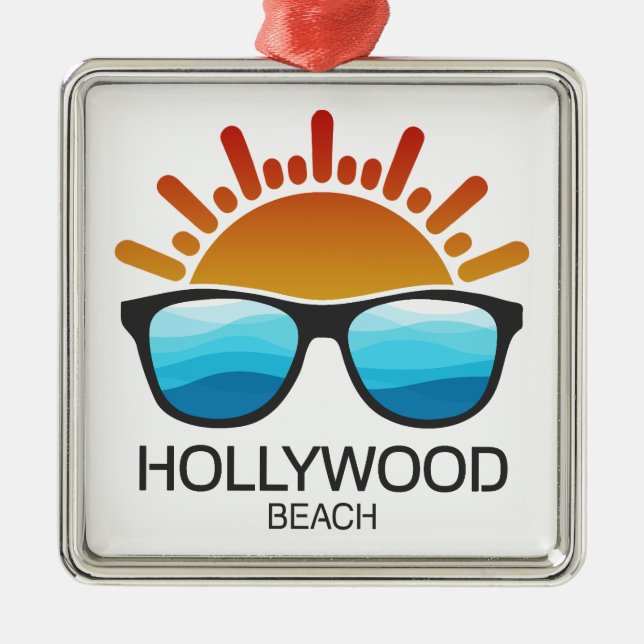 Hollywood Beach Florida Sunglasses Metal Ornament (Front)