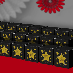Hollywood Birthday Theme Gold Stars On Black Favor Box