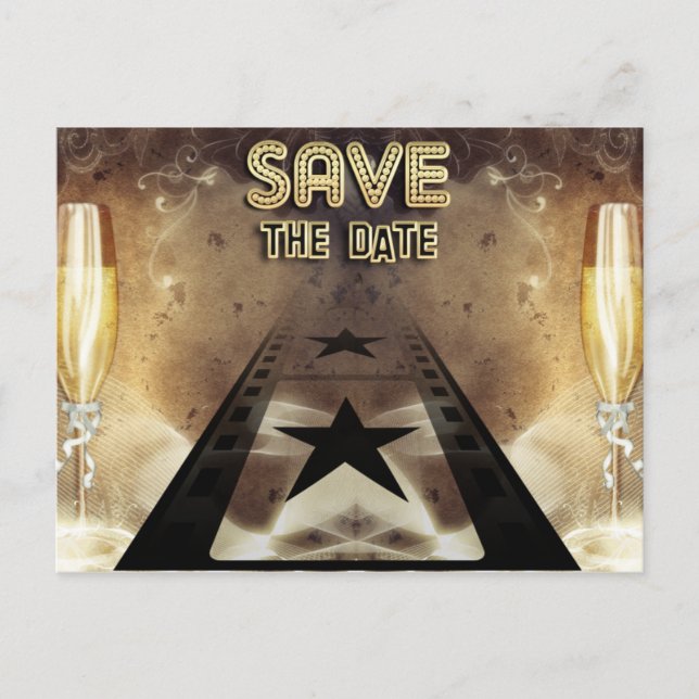 Hollywood Bling Save The Date Post Card (Front)