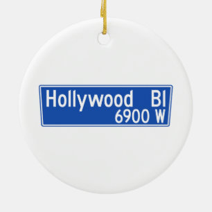 Hollywood Boulevard, Los Angeles, CA Street Sign Ceramic Ornament