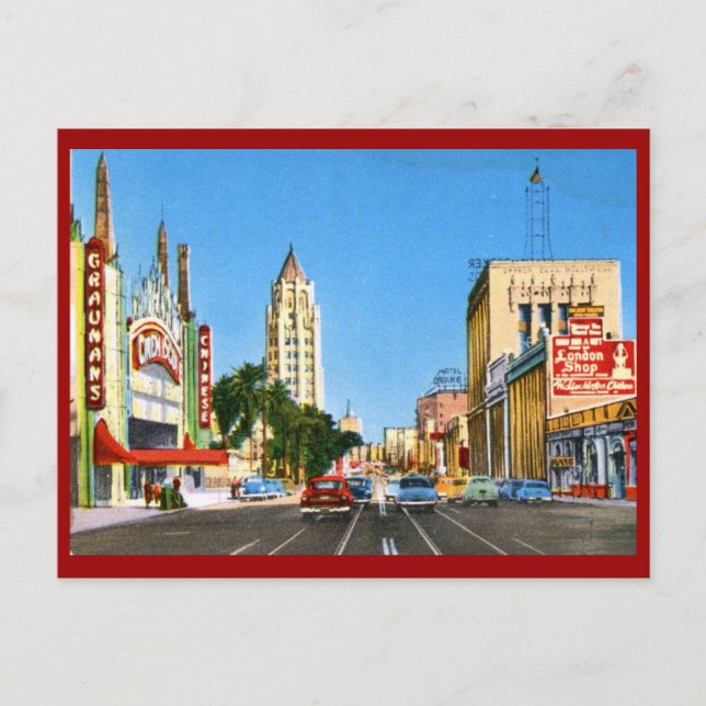Hollywood Boulevard, Los Angeles Vintage Postcard (Front)