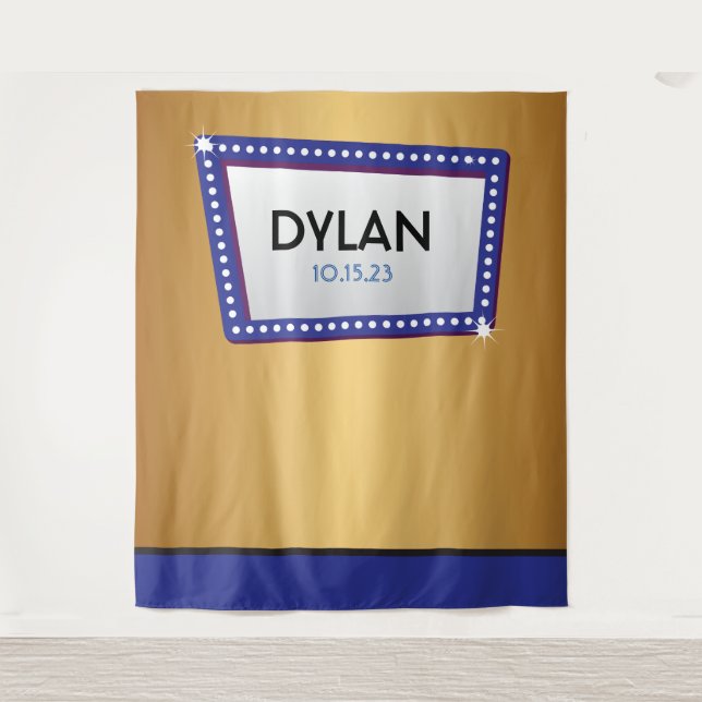 HOLLYWOOD BROADWAY MARQUEE Photo-Op Party Backdrop Tapestry (Front)
