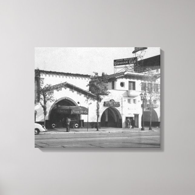 Hollywood, CA Brown Derby Restaurant View Canvas Print (Front)