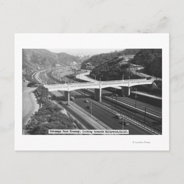 Hollywood, CA Cahuenga Pass Freeway View Postcard (Front)