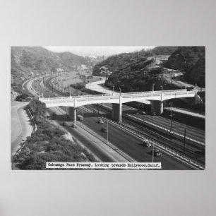 Hollywood, CA Cahuenga Pass Freeway View Poster