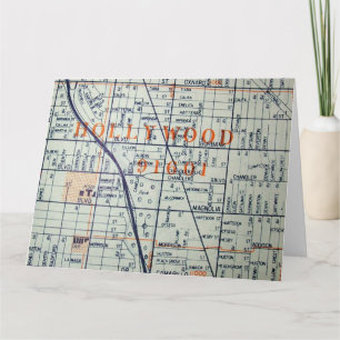 Hollywood, CA Vintage Map Card