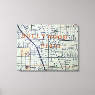 Hollywood, CA Vintage Map Print