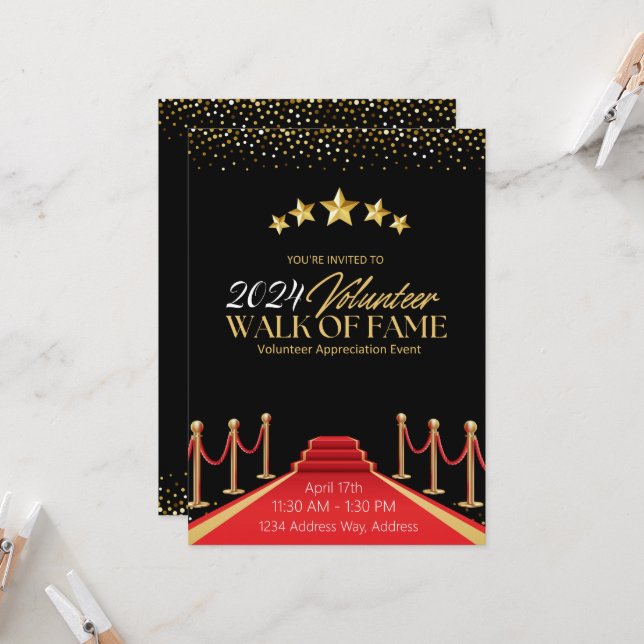 Hollywood Fame Red Carpet Volontaire Invitation (Devant/Arrière en situation)