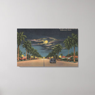 Hollywood, FL - Moonlight View over Hollywood Canvas Print