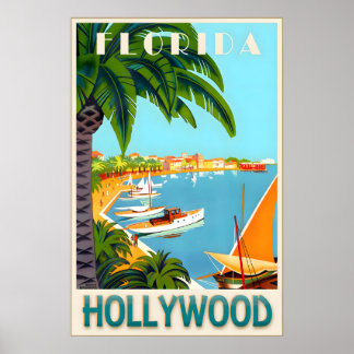 Hollywood Florida Broward County Travel Poster