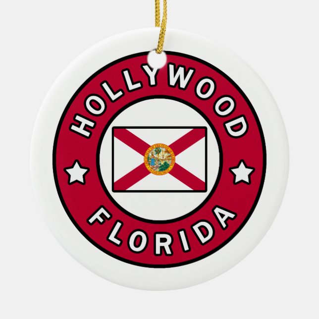 Hollywood Florida Ceramic Ornament (Front)