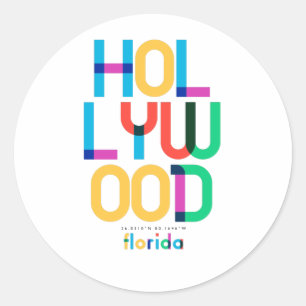 Hollywood Florida Mid Century, Pop Art, Classic Round Sticker