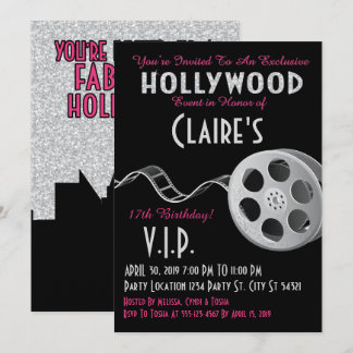 Hollywood Glitter Birthday Invitation