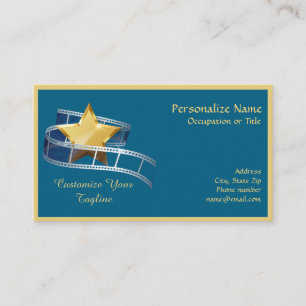 Hollywood Gold Star Movie Filmstrip Personalized Business Card