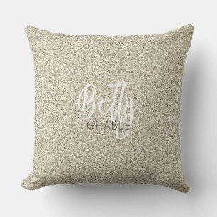Hollywood Golden Glitter Star NAME Elegant Chic Throw Pillow
